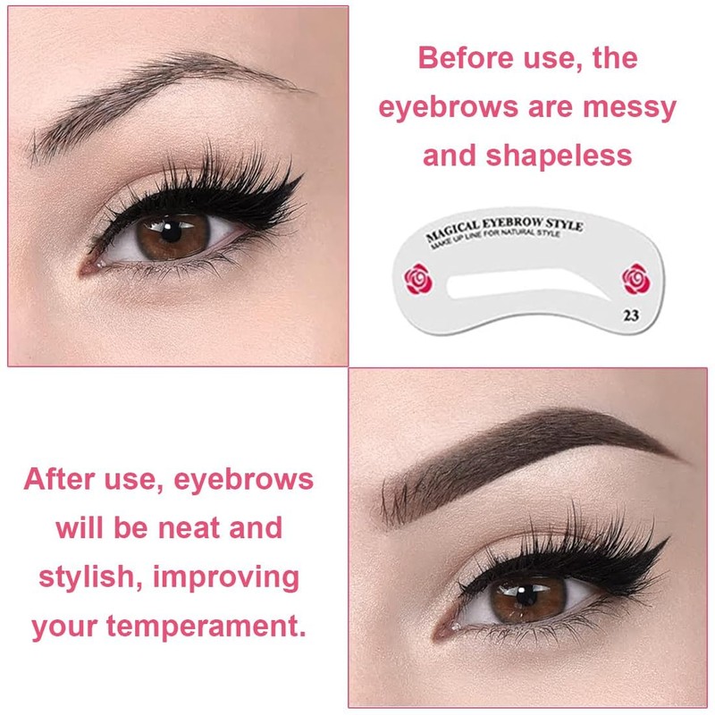 Pack of 24 Eyebrow Shaping Stencils Reusable Eyebrow Grooming Stencil