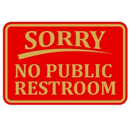 All Quality Classic Framed SORRY No Public Restroom Wall Door Sign - Red/Gold (Large) 1 Pack