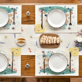 Artoid Mode Zebra Sun Jungle Children's Placemats, Set of 4, 30 x 45 cm, Washable Place Mats, Kitchen Party Decoration