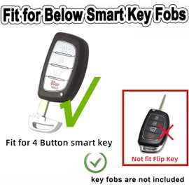 TAPAYICA for Hyundai Key Fob Cover Smart Key Fob Shell with Keychain Fit for Hyundai Santa Fe Sport Sonata Tucson, White-c, Small