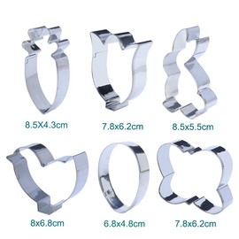 Easter Cookie Cutters Set Large - Rabbit, Carrot, Butterfly, Egg, Chick, Flower Cutter Stainless Steel