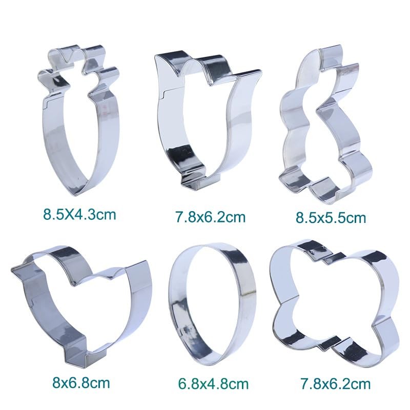 Easter Cookie Cutters Set Large - Rabbit, Carrot, Butterfly, Egg,