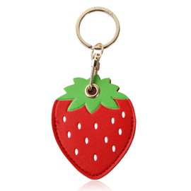 Nivofu Cartoon Keychain Cute Keychain Fruit Keyring Strawberry Key Ring Leather Car Key Chain Creative Key Fob Key Keeper Coin Purse Keychain Access Card Leather Case Cute Charm for Key Bag