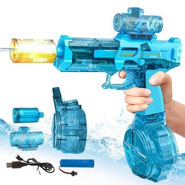 Electric Water Gun with Muzzle Light,Auto Water Gun Blaster,Squirt Gun Range 27-30 FT, Outdoor Party Summer Water Guns Shooting Game Toy ,Ideal Watergun Gift for Kids & Adults:_2 PCS【Gift box packaging】