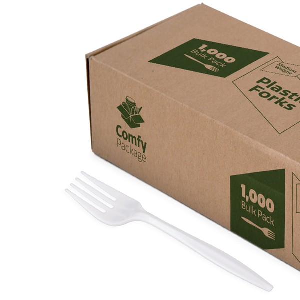 [1000 Pack] Plastic Forks Lightweight - White