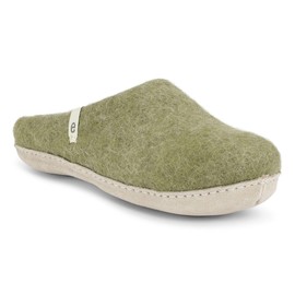 egos Slippers for Men and Women, Warm and Comfortable Felt Shoes for Winter and Summer, Handmade Felt Slippers for Women Made of 100% Natural Wool, moss green, 36 UK