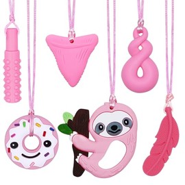 Collares masticables sensoriales para niños, paquete de 6, collares masticables de silicona para niñas, niños, adolescentes, adultos con autismo, ansiedad, TDAH, SPD u otras necesidades sensoriales