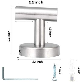 Belerry 2 Pcs Bathroom Towel Hooks Silver Coat Hooks Robe Hooks Stainless Steel Lavatory Wall Mount Heavy Duty Wall Hooks for Bathroom Kitchen Bedroom Hotel