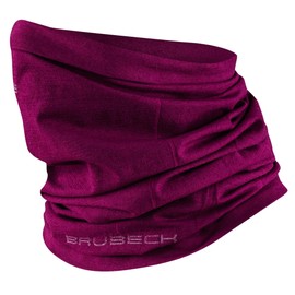 BRUBECK X-PERT Merino 54% Tube Scarf, Multifunctional Scarf for Men / Women, Motorcycle and Ski Mask, Neckerchief and Headgear, Size: S - M, Colour: Plum