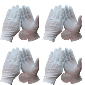 [HSE Kanamaru Shoten] White Gloves, Non-slip, Thin, Plain, Ceremonies, Ceremonies, Formal Wear, Sweat Absorption, Drivers, Security Work, Hotel Man (White, 10, Pairs)