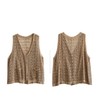 Qian qian Women's Vest, Lace Knitting, Hollow Knitting, V Neck