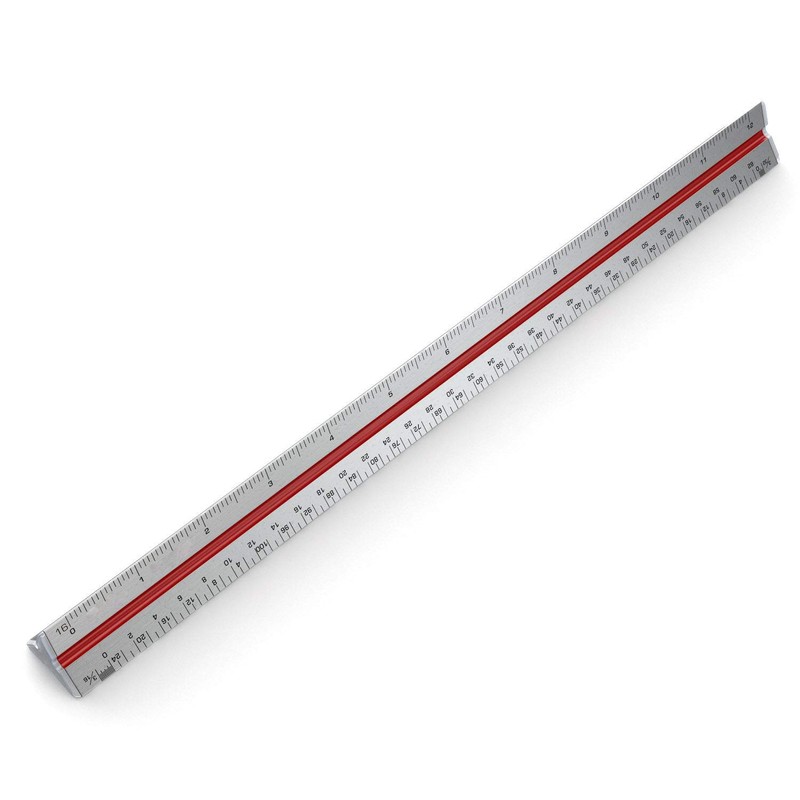 Architectural Scale Ruler, 12" Aluminum Architect Scale, Triangular Scale, Scale
