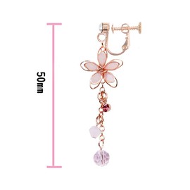 ONNFMH 18k Clip-on Dangling Earrings (No Pierce Earrings), Floral, Japanese Style, Women's, Popular