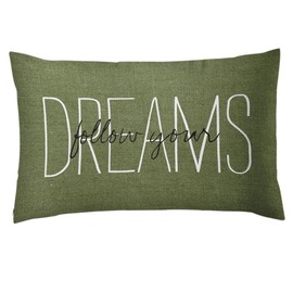 Emvency Olive Green Throw Pillow Cover Rustic Follow Your Dreams Decorative Pillow Case Monogram Home Decor Rectangle Queen Size 12x20 Inch Cushion Pillowcase