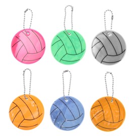 Outanaya 6pcs Reflective Volleyball Keychain Versatile Pendant for Backpacks Gym Bags Purses Enhanced Night Visibility for Volleyball Players and Enthusiasts