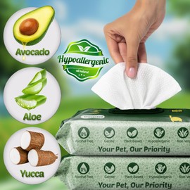Petazy Pet Wipes for Dogs and Cats – Hypoallergenic Dog Wipes for Cleaning & Deodorizing Paws and Butt, Grooming & Hydrating Body, Ears and Face, Unscented, 400 Pack