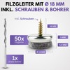 Filzada 50 x Felt Gliders Screws Diameter 18 mm –