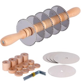 Tagliapasta Adjustable Roller | Professional Blade Cutter with 5 Smooth Blades + 5 Stainless Steel Serrated Blades and Spacers