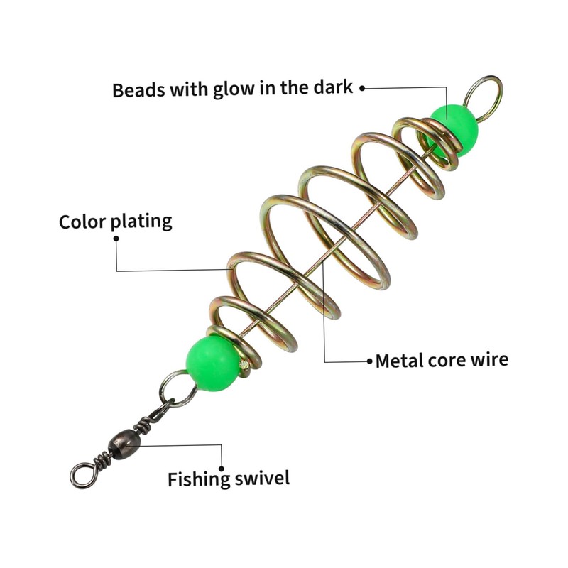 Gatuida 24Pcs Luminous Olive Shape Fishing Bait Cages Durable Spring