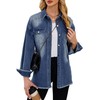 UEAL Womens Spring Jacket Trendy Navy Blue Denim Button Down