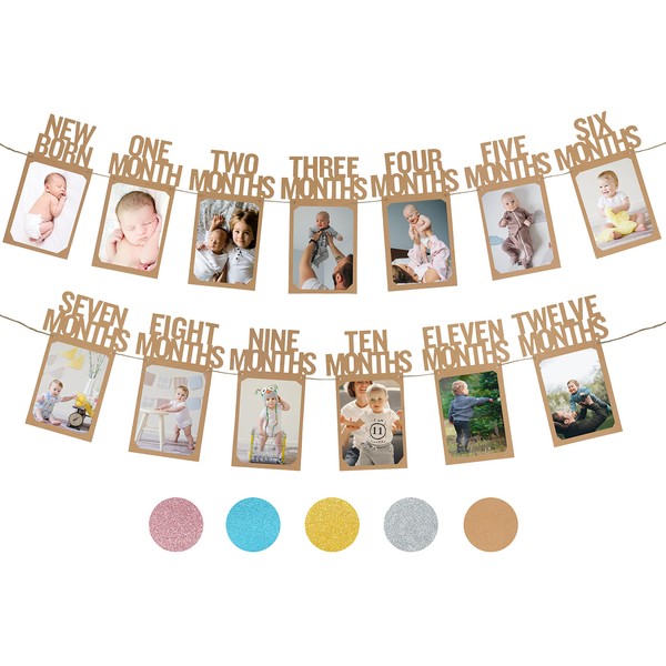 PartyHooman 1st Birthday Photo Banner for Baby from Newborn to