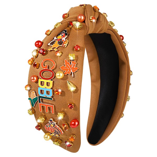 NVENF Thanksgiving Headband for Women Beaded Turkey Fall Headband Accessories