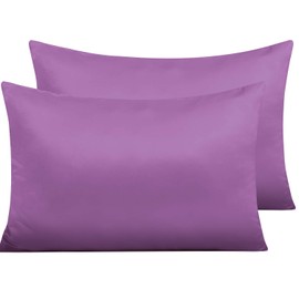 NTBAY 2 Pack Zippered Satin Pillow Cases for Hair and Skin, Luxury King Hidden Zipper Pillowcases Set of 2, 50x90 cm, Purple