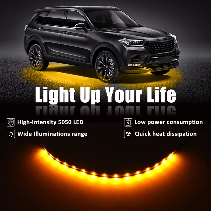 XT AUTO Amber Yellow 12v 15 Led 30cm Car Flexible