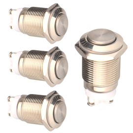 Gebildet 4pcs 16 mm 5A/12V/24V/125V/250V Locking Push Button Switch Screw Terminals Stainless Steel Metal Waterproof Switch (High Head)