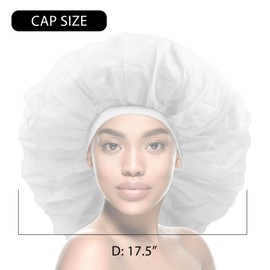 Donna Super Jumbo Day & Night Cap Silk Bonnet for Women, Satin Bonnet for Sleeping Hair Cap Shower Cap for Women White