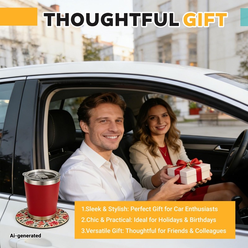 2-Piece Set of Car Coasters (Sunflower)