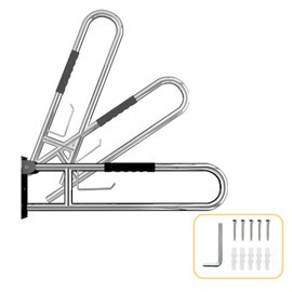 31.5 Inch Toilet Grab Bar, Brushed Nickel Flip-Up Bathroom Grab Bar with Paper Holder, Non-Slip Soft Silicone Grips Handicap Grab Bars, 304 Stainless Steel Handicap Grab Bars for Elderly, Disabled