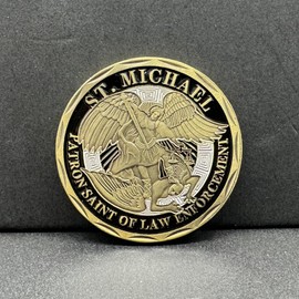 DFFDFF St. Michael Police Officers Challenge Coin Token Patron Saint of Law Enforcement Prayer Coin Gift