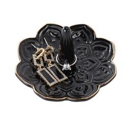 RUIMIC Ceramic Black Mandala Jewelry Holder Decorative Ring Holder/Trinket Tray Birthday Valentine's Engagement Wedding Gifts for Women Her