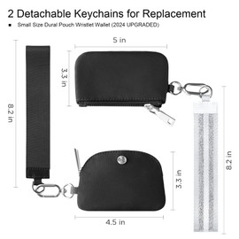 Babysun Zip Around Dual Pouch Wristlet Wallets for Women With 2 Detachable Keychains Wallet Coin Purse Portable Upgrated (Black)