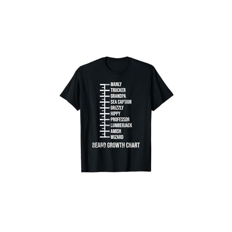 Beard Measurement Chart Beard Length Funny Growth Chart T-Shirt