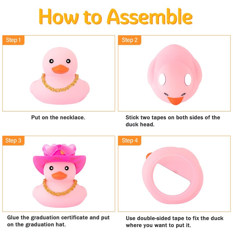 wonuu Pink Rubber Duck with Heart-Shaped Sunglasses Car Ducks Small