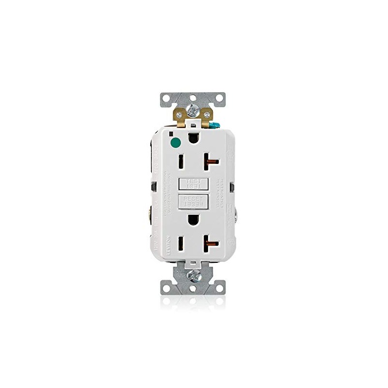 Leviton 20A-125V Extra-Heavy Duty Hospital Grade Non-Tamper-Resistant Duplex Self-Test GFCI