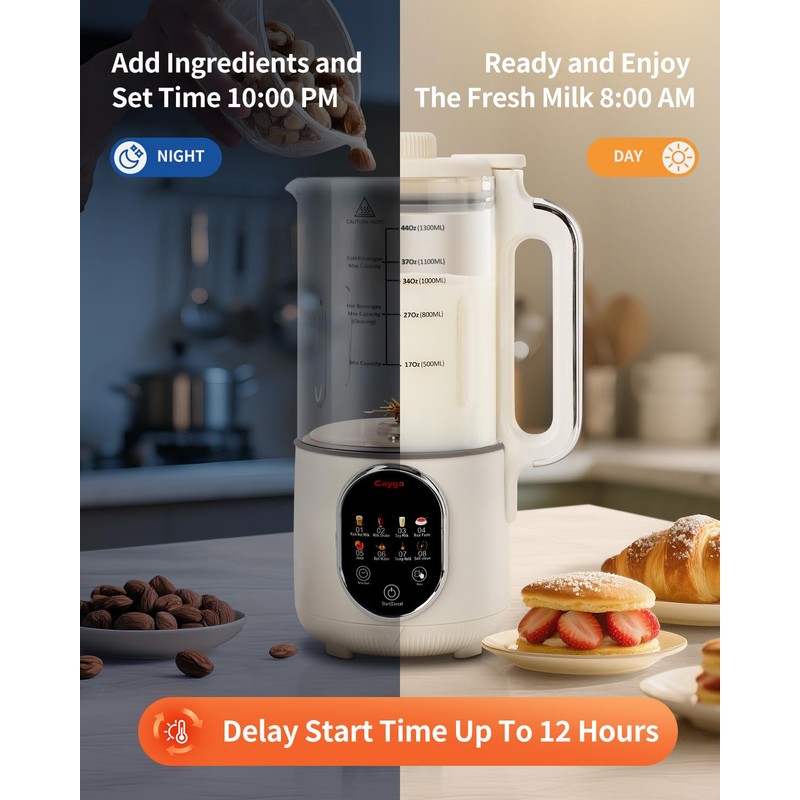 Cayga 44oz Homemade Nut Milk Maker Machine Soy Milk Maker