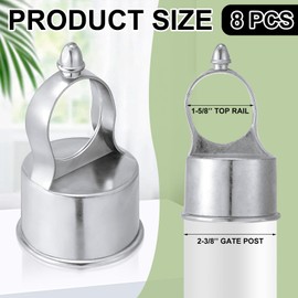 Therwen 8 Pack Chain Link Fence Loop Cap for 2-1/2" (fits 2-3/8" OD) Fence Post, 1-5/8" Rail Tube Eye Top Cap, Aluminum Chain Link Parts, Outdoor Rail Fencing Repair Hardware