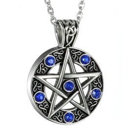 Oidea Mens Stainless Steel Hollow Vitnage Star Pentagram Pentacle Pendant Necklace,Pagan Wiccan Witch Gothic Pewter Chain Included