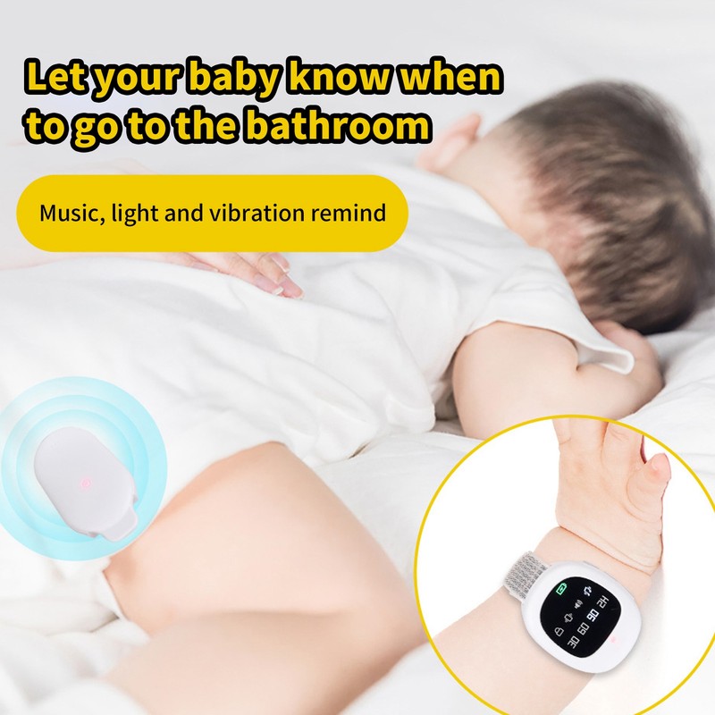 Wireless Bedwetting Alarm 4 Timing Music Vibration Bedwetting Sensor Watch