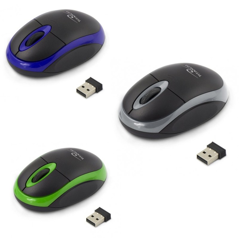 Titanum Kabellose Computer-Maus mit USB-Funkempfänger (klein & handlich, 3 Tasten,