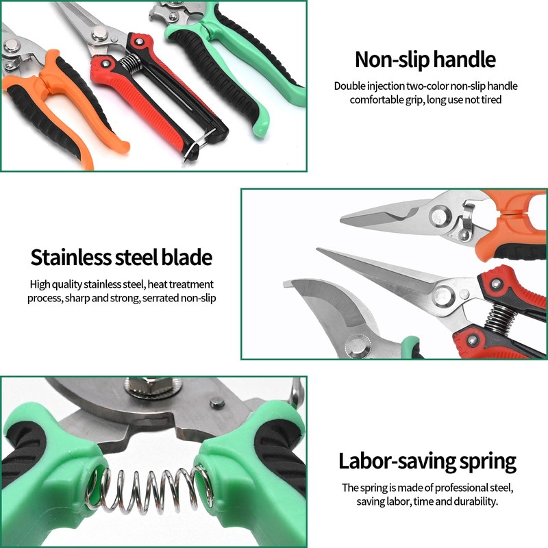 Anxingo 3 Packs Pruning Shears Garden Cutter, Stainless Steel Garden