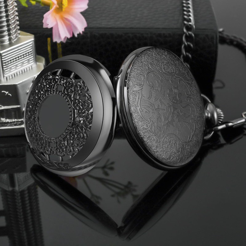 BOSHIYA Men's Hollow Quartz Pocket Watch Classic Arabic Digital Luminous