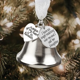 Loss of Mother Memorial Ornament Larger Christmas Bell Sympathy Bereavement Gifts in Memory of Loved One A Piece of My Heart is in Heaven with Silk Ribbon & Red Gift Box