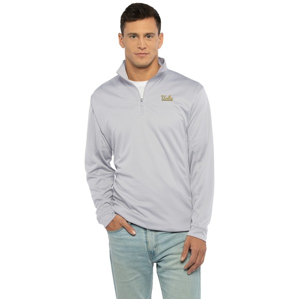 Vantage Apparel Men's Collegiate Micro Mesh Performance Gray 1/4 Zip