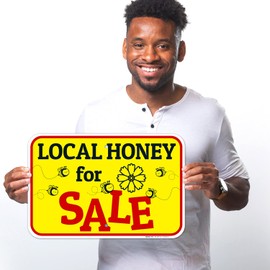 Sigo Signs, Local Honey for Sale with Drawing Sign, 12x18 Inches, 55 mil Thick HDPS (high Density polystyrene), Made in USA