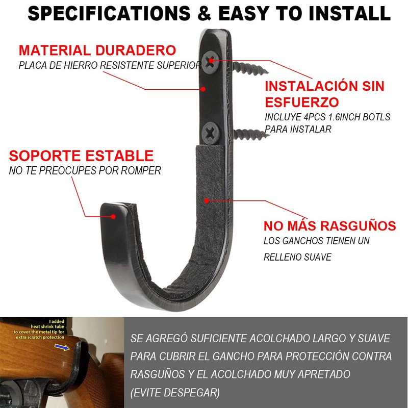 GOHIKING Heavy Duty Wall Mount Gun Racks Gun Hooks Shotgun