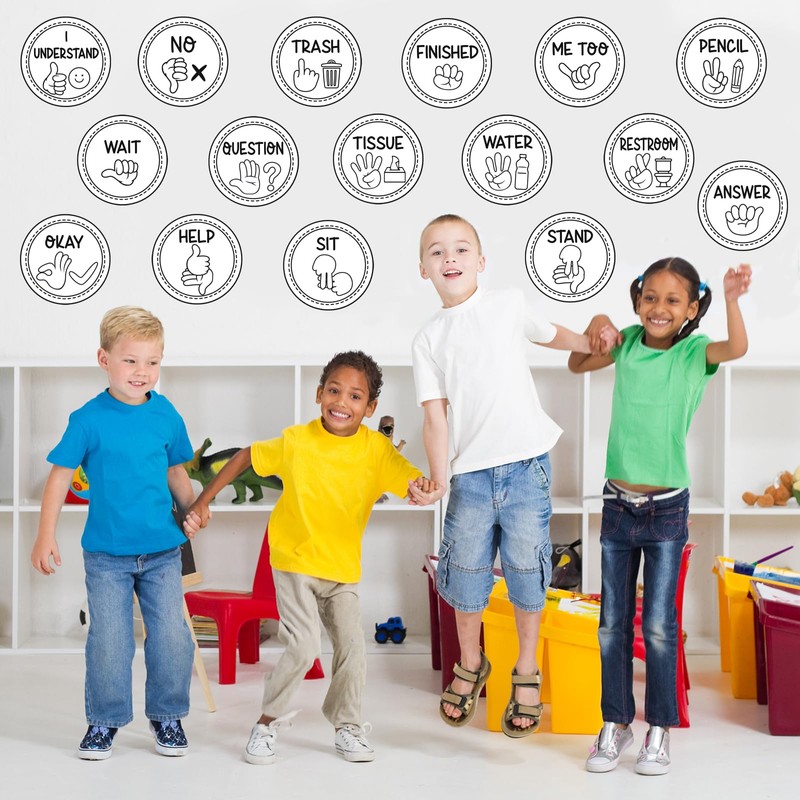 16 Pcs Sign Language Posters for Classroom, Teacher Students Visual